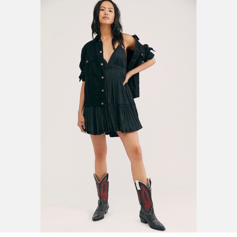 Free People 100 Degrees Of Shine Black Mini Dress - Picture 2 of 11